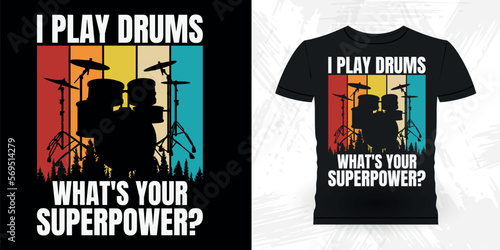 Basement Drumming Funny Musician Drummer Retro Vintage Drummer T-shirt Design