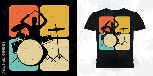 Basement Drumming Funny Musician Drummer Retro Vintage Drummer T-shirt Design