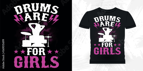 Funny Musician Drummer Retro Vintage Mother's Day Drummer T-shirt Design