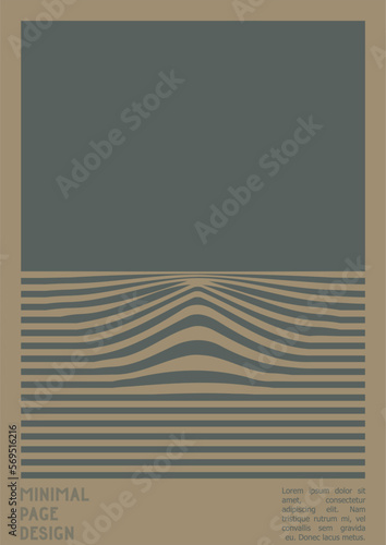 Geometrical Poster Design with Optical Illusion Effect. Modern Psychedelic Cover Page Collection. Brown Wave Lines Background. Fluid Stripes Art. Swiss Design. Vector Illustration for PLacard.