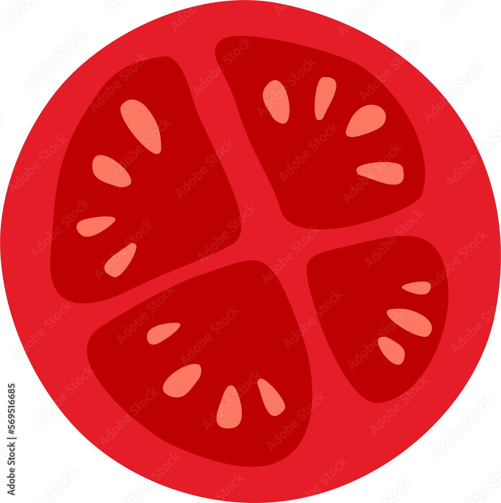 Hand drawn slice of ripe tomato. Illustration on a transparent background. Hand drawn slice of ripe tomato. Illustration on a transparent background.