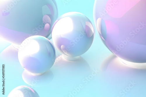 metallic rendered sphere on blue background created with Generative AI