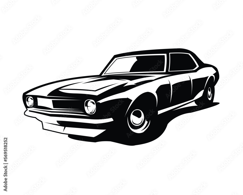 Chevrolet muscle car silhouette. premium vector design. isolated white background view from side. Best for logo, badge, emblem, icon, sticker design. available in eps 10.