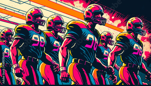 American football players in comic book style  generative ai