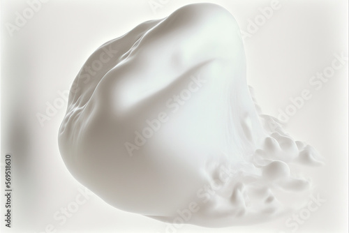 White gradient color floating liquid blob. 3D Abstract milk