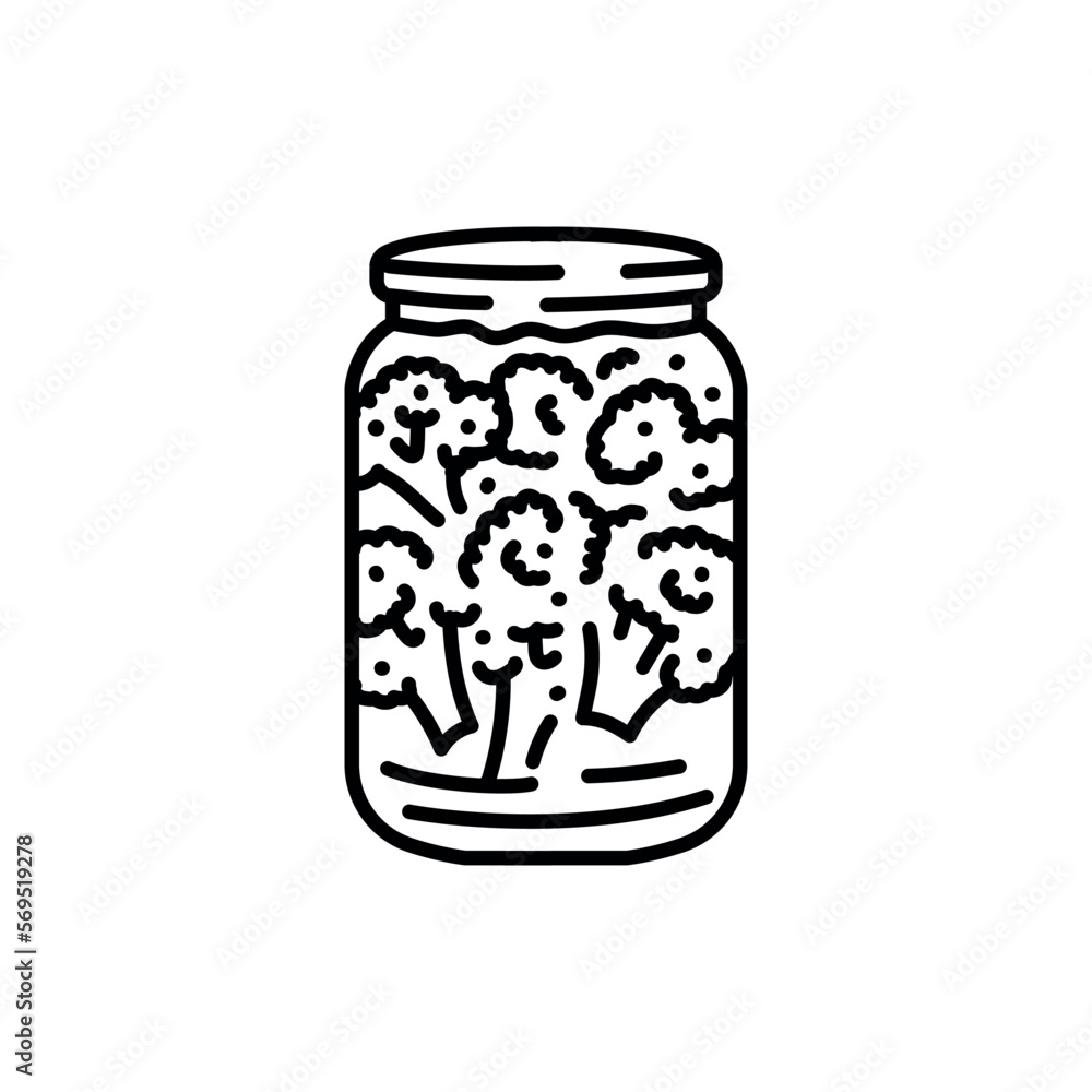 Canned broccoli color line icon. Healthy food. Canned broccoli color line icon. Healthy food.