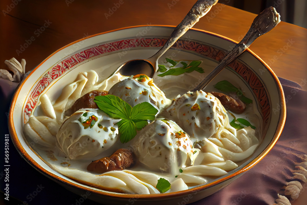 shish barak with vermicelli rice served in dish isolated on table top ...
