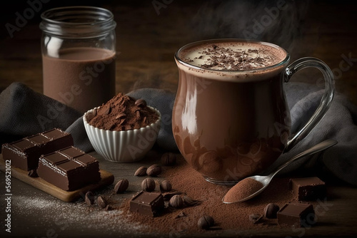Cocoa powder sugar and milk Generative AI Digital Illustration Part#80223 