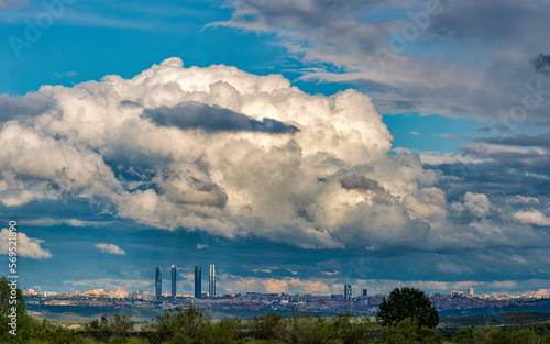 The skyline of Madrid with the four towers