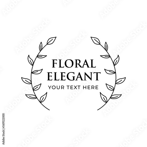 Wedding logo. Minimalistic floral frames. Text with branches and flowers. Elegant herbs or blossoms. Vector botanical outline borders. botanic badge