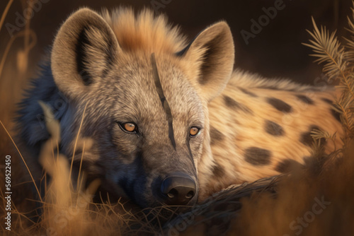 Hyena sleep in nature, generative AI
