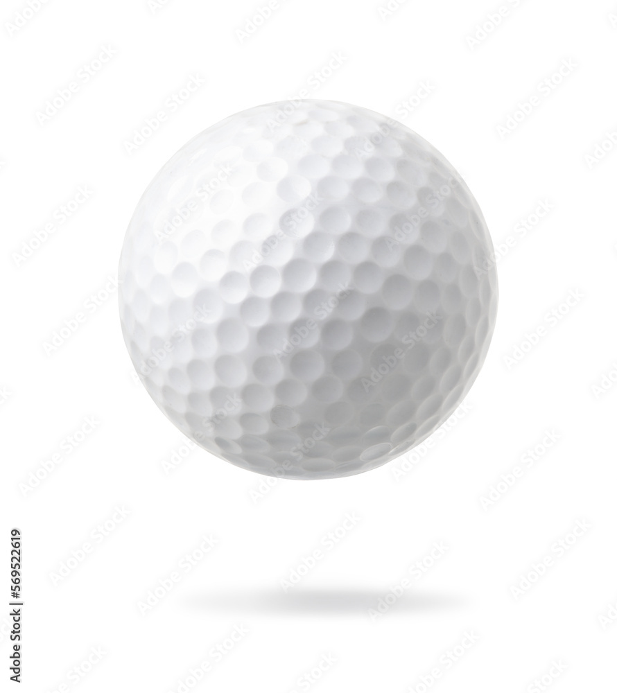 A new golf ball levitate isolated on white background. Clipping path A new golf ball levitate isolated on white background. Clipping path