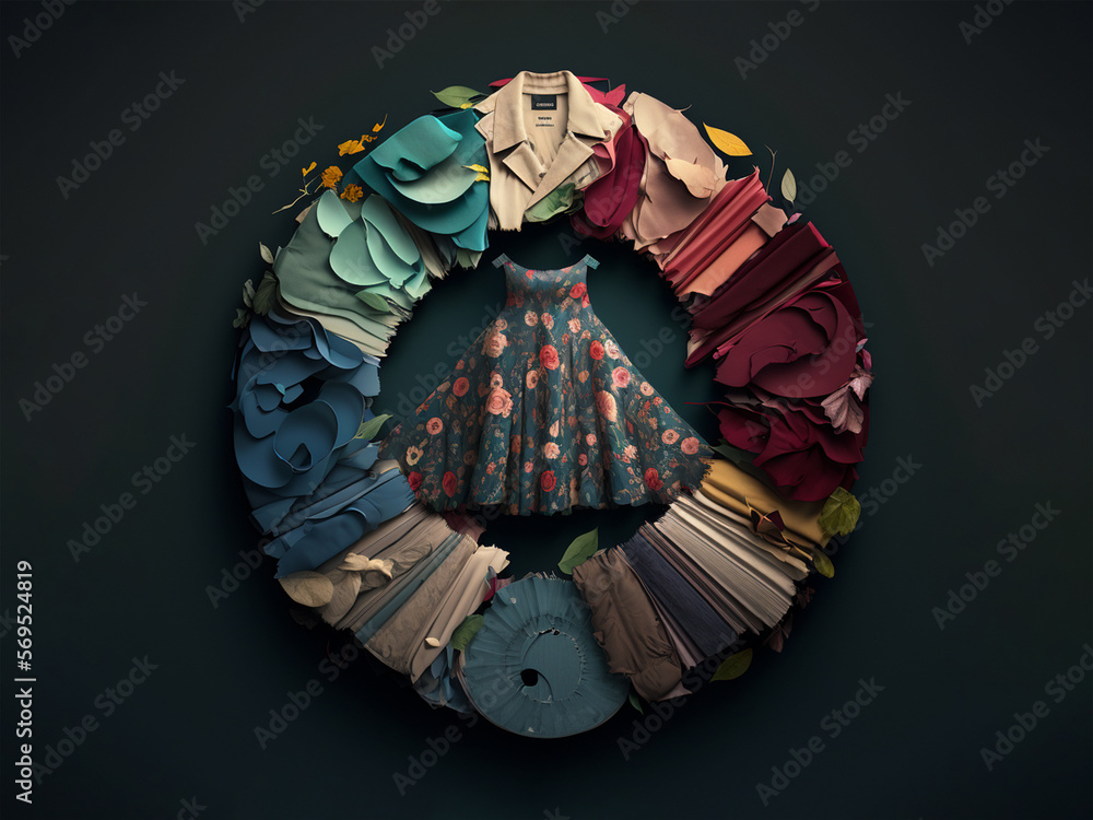 AI generated: circular fashion with pieces of garments