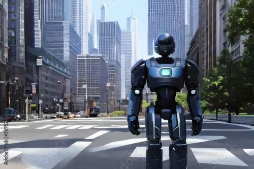 Robot in the city. AI generated. © Iaroslav