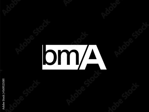 BMA Logo and Graphics design vector art, Icons isolated on black background