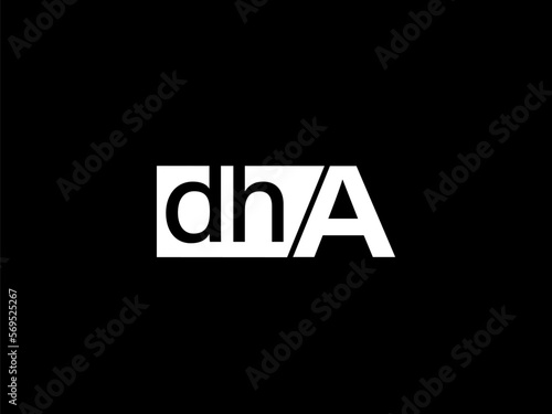 DHA Logo and Graphics design vector art, Icons isolated on black background