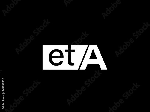 ETA Logo and Graphics design vector art, Icons isolated on black background