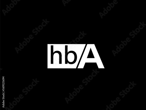 HBA Logo and Graphics design vector art, Icons isolated on black background photo