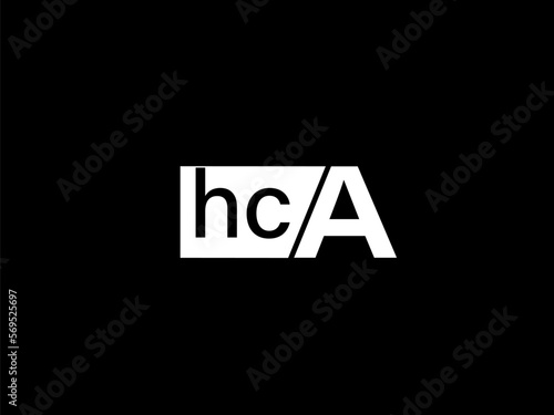 HCA Logo and Graphics design vector art, Icons isolated on black background