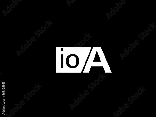 IOA Logo and Graphics design vector art, Icons isolated on black background