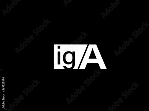 IGA Logo and Graphics design vector art, Icons isolated on black background