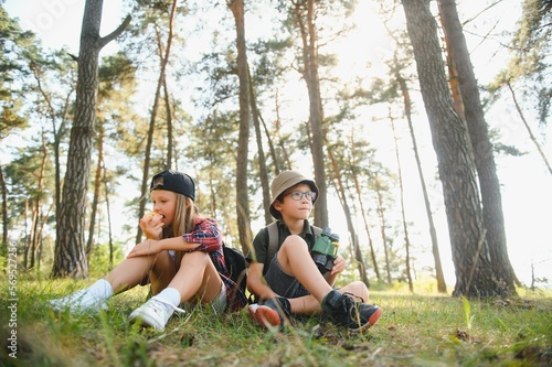 kids scouts in the forest.