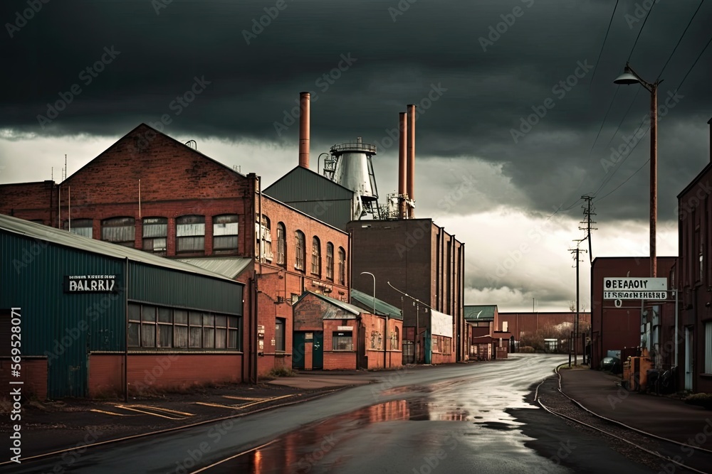 color photograph of modern bolton industrial scene. clean lines. detailed. bad weather. bright sunlight generative ai color photograph of modern bolton industrial scene. clean lines. detailed. bad weather. bright sunlight generative ai