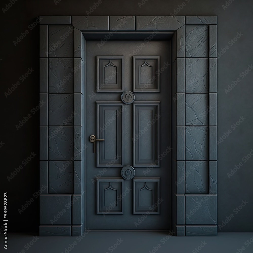 Entrance door in the apartment, slate texture generative ai,