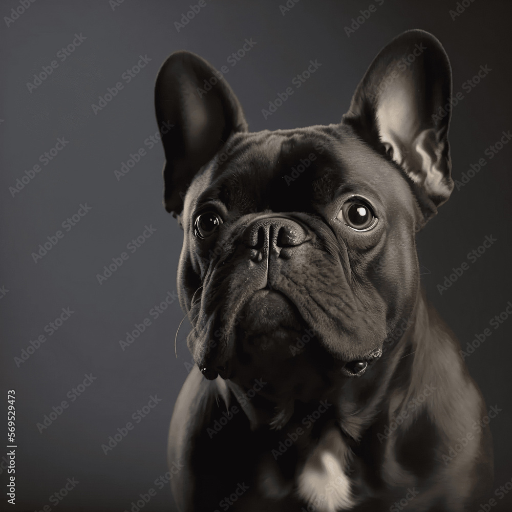 The french bulldog is looking straight at the camera. Generative AI.