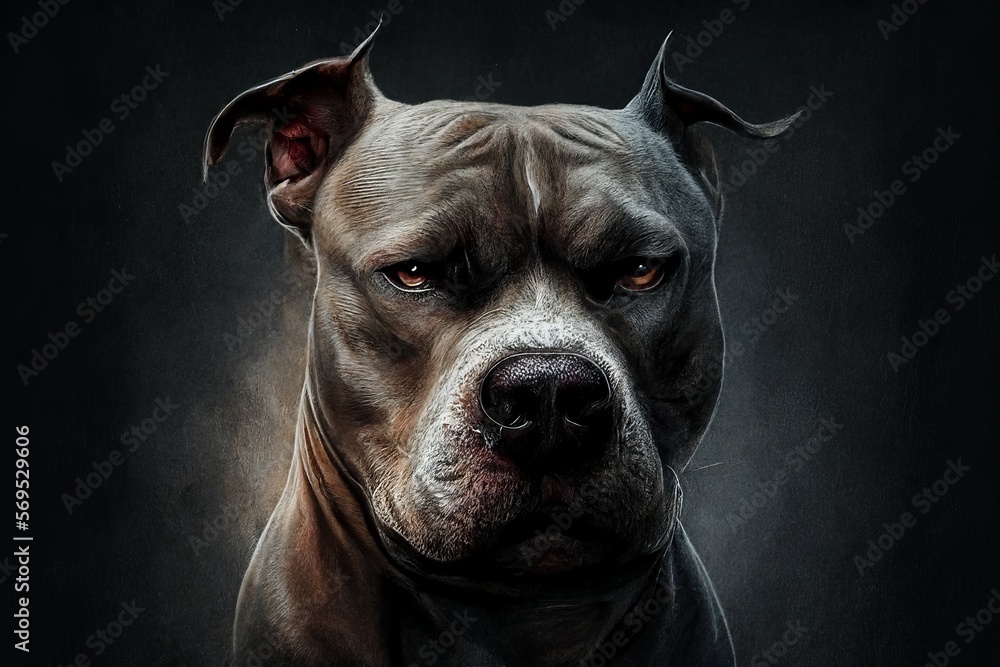 pit bull angry portrait Generative AI pit bull angry portrait Generative AI