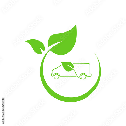 Eco car. Car charging at the charger station. Ecology transport concept vector illustration.