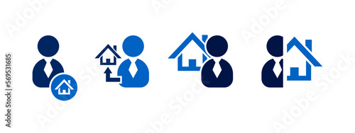 house agency icon vector illustration. real estate with agency in flat style - stock vector.