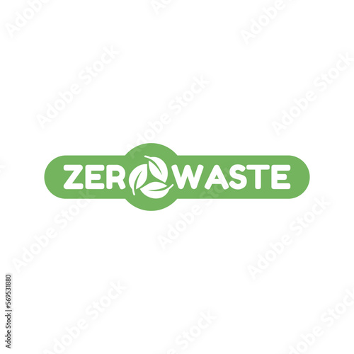 Green zero waste logo. Zero waste lifestyle design concept. Eco life - reuse, reduce, recycle