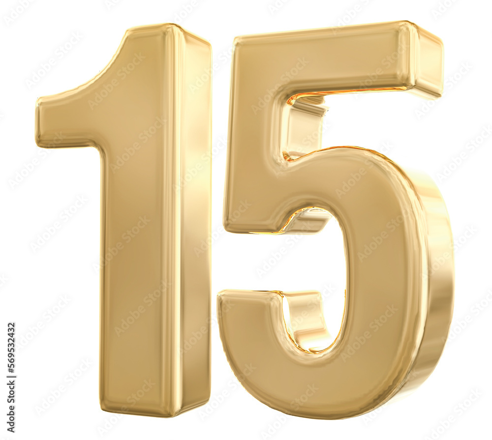 3d gold number 15 with Generative AI 3d gold number 15 with Generative AI