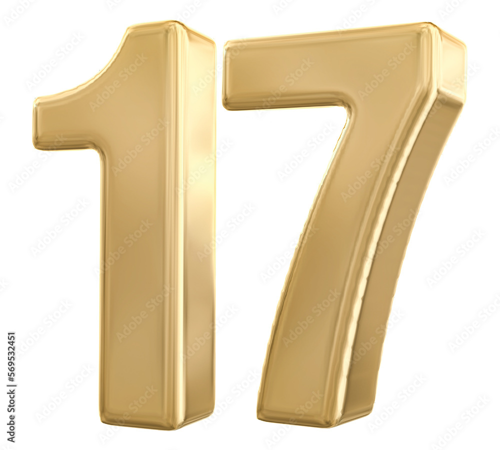 3d gold number 17 with Generative AI 3d gold number 17 with Generative AI