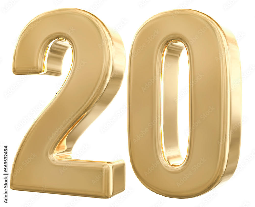 3d gold number 20 with Generative AI 3d gold number 20 with Generative AI