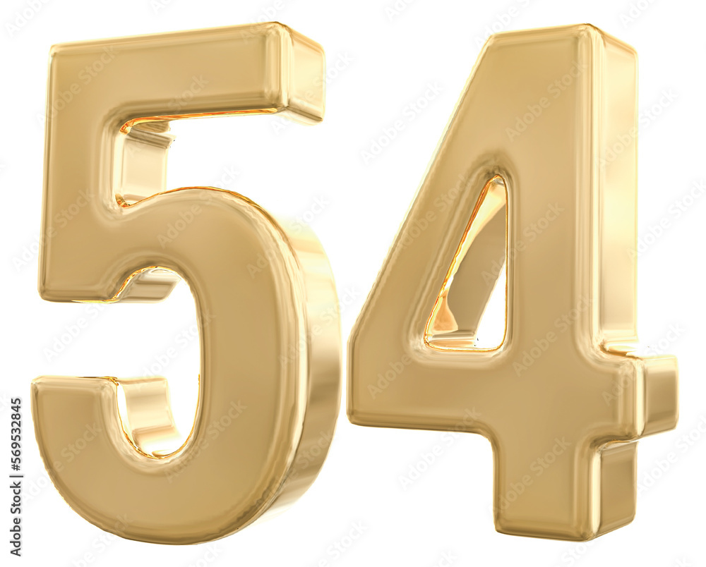 3d gold number 54 with Generative AI 3d gold number 54 with Generative AI