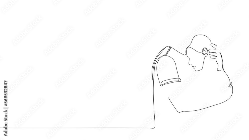 Animated drawing of continuous line draw of couple in love, cute curly-haired girl piggyback handsome boyfriend hugging. Romantic relations, first love. High quality 4k footage Animated drawing of continuous line draw of couple in love, cute curly-haired girl piggyback handsome boyfriend hugging. Romantic relations, first love. High quality 4k footage