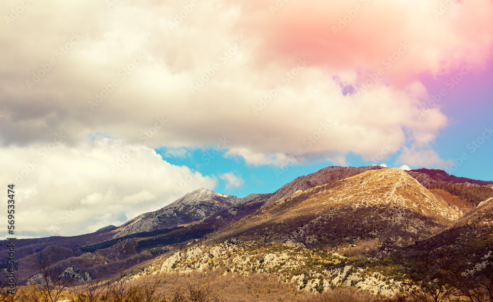 Mountain rocky landscape. Cantabrian Mountains. Picos de Europa national park, Spain, Europe Mountain rocky landscape. Cantabrian Mountains. Picos de Europa national park, Spain, Europe