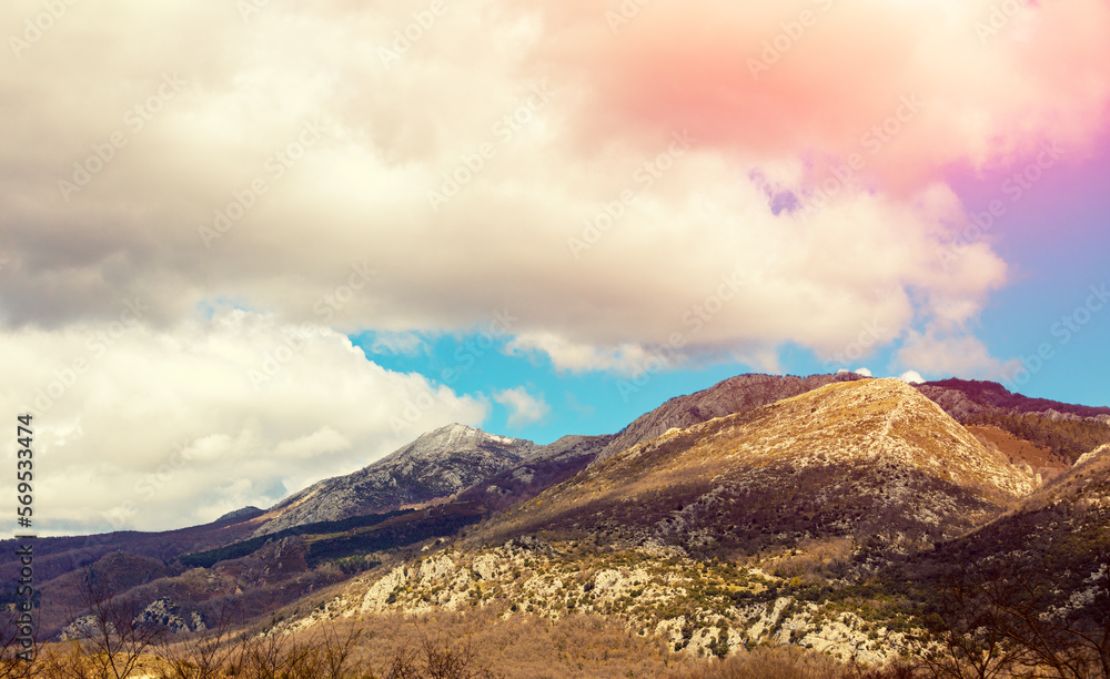 Mountain rocky landscape. Cantabrian Mountains. Picos de Europa national park, Spain, Europe