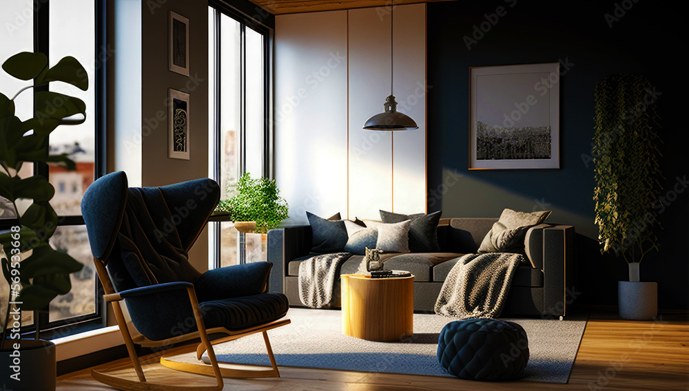 Interior of modern living room. generative Ai Interior of modern living room. generative Ai