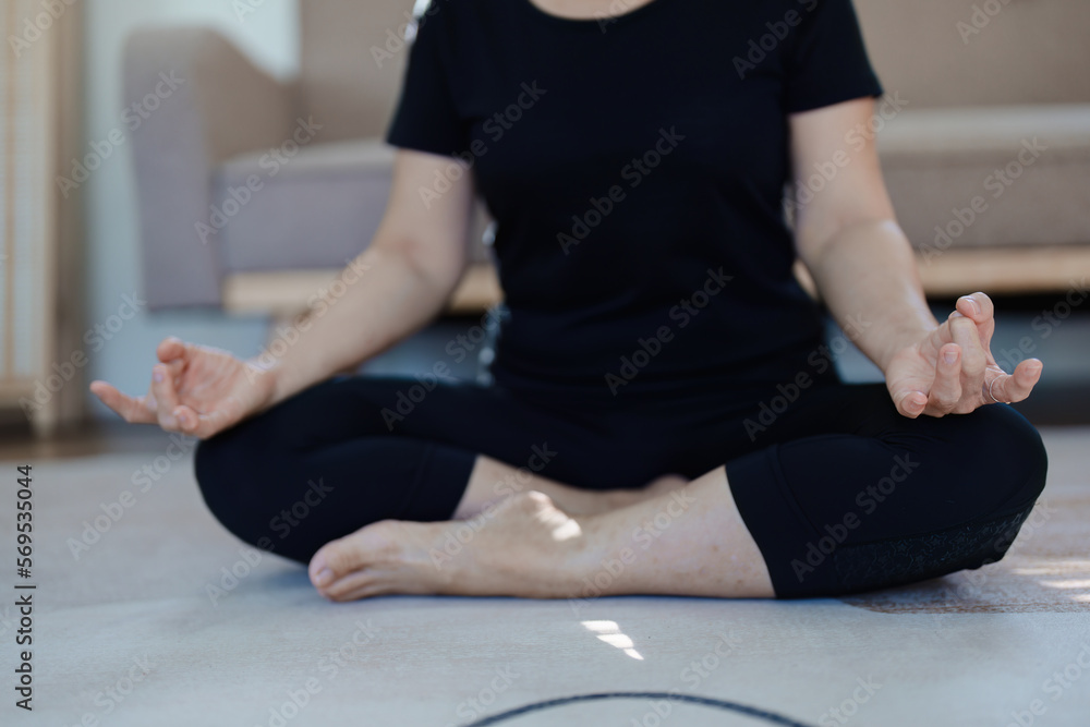 stress relief, muscle relaxation, breathing exercises, exercise, meditation, portrait of Young Asian woman relaxing her body from  by practicing yoga.