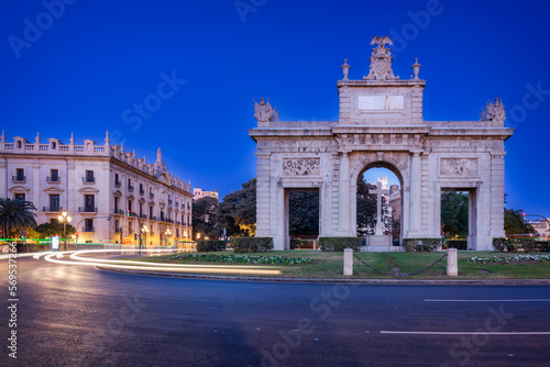 Porta de la Mar - the Sea Gate in Valencia at dawn  Spain