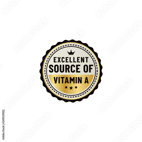 Vitamin A Label Vector or Vitamin A Seal Logo Vector Isolated On White Background. Excellent Source of Vitamin A. The best Vitamin A badge For products containing beta carotene.
