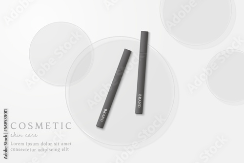 Cosmetics and skin care product ads template on gray background.