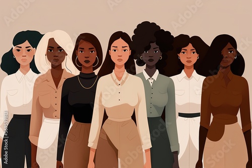 Bild auf Leinwand a women rights concept of a group of diverse women with different ethnologies