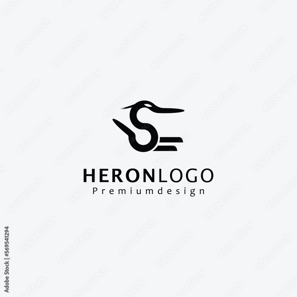 heron logo bird icon line art