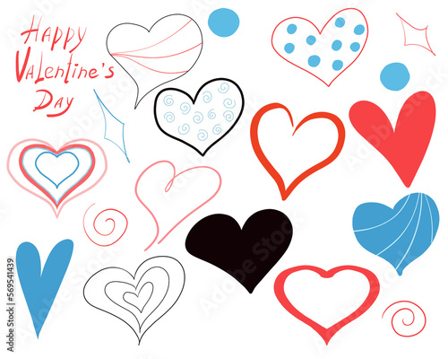 A digital set of illustrations on the theme of Valentine s Day.
