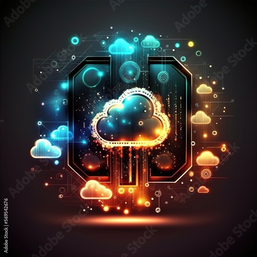 Cloud computing technology internet on data network with technology background, generative AI