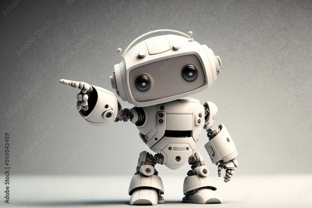 Playful cute and happy toy robot android 3d rendering. Ai generated Playful cute and happy toy robot android 3d rendering. Ai generated